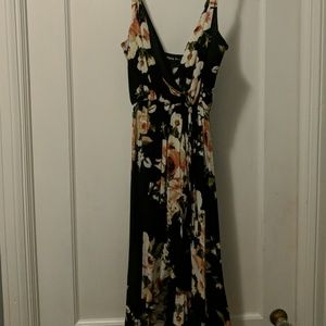 Faux wrap floral tank dress